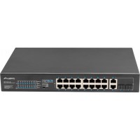 Switch Lanberg 16x 100Mb POE+/2x Combo niezarządzalny Rack 19" Gigabit Ethernet 150W